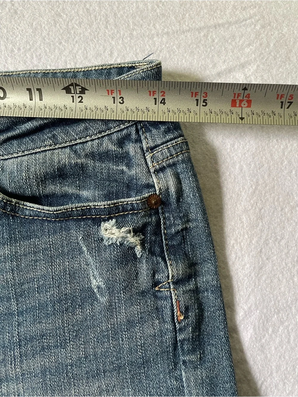 Aeropostale Women's Faded Blue Distressed Denim Shorts